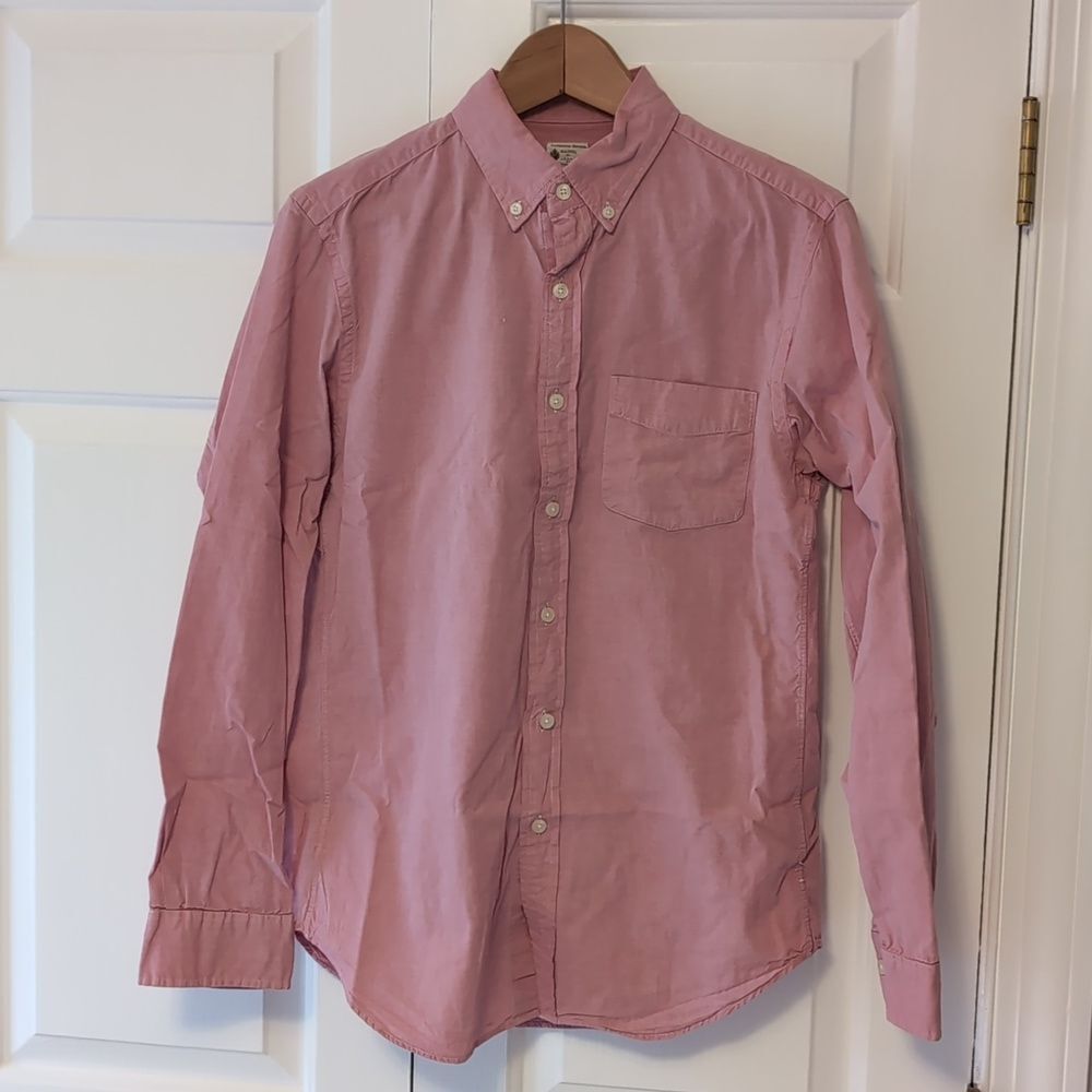 J.Crew Mens Pink Sunwashed Cotton Oxford Button Down Long Sleeve Shirt Top